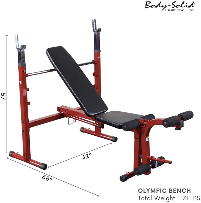 Body-Solid Best Fitness BFOB10 Adjustable Olympic Folding Weight Bench for Home Gym