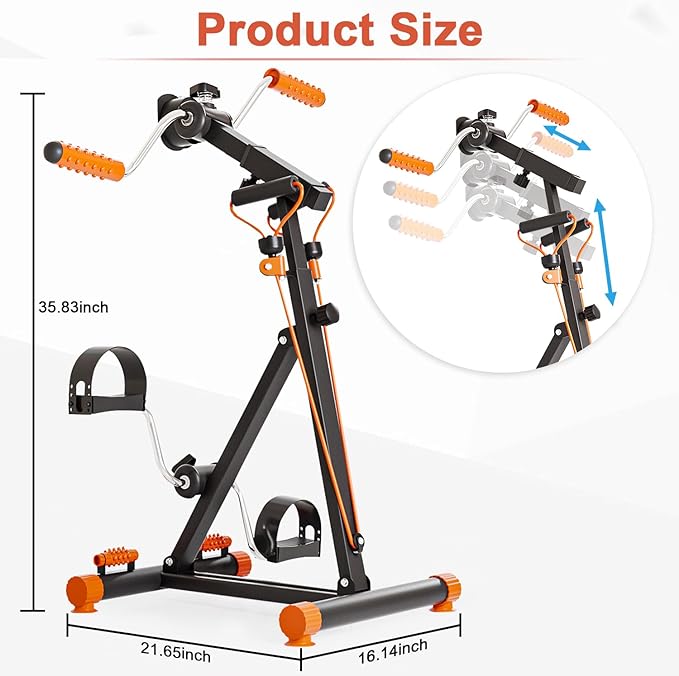 Dskeuzeew Pedal Exerciser Bike Hand Arm Leg and Knee Peddler, Arm Leg Knee Physical Therapy Exercise Bike, Adjustable Fitness Recovery Equipment for Seniors Total Body with Monitor