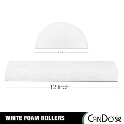 CanDo White PE Foam Rollers for Exercise, Finess, Muscle Restoration, Massage Therapy, Sport Recovery and Physical Therapy for Home, Clinics, Professional Therapy Half-Round 4" x 12"