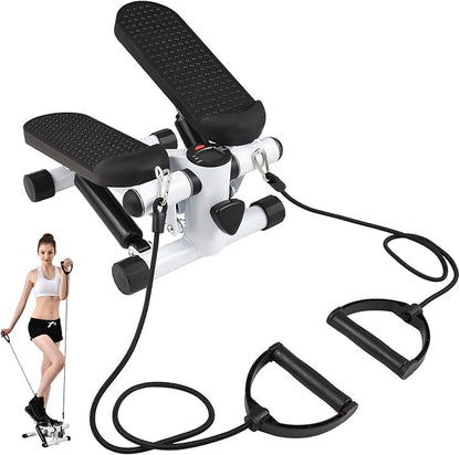 Lixada Stair Stepper for Exercises, Mini Stepper with Resistance Band & LCD Monitor, Gym Fitness Stair Stepping Exercise Equipment Stepper Machine for Home Workout, Legs Arm Full Body Training