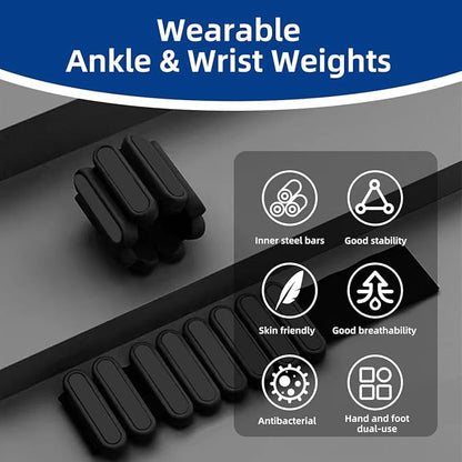 GLEAP Wearable Ankle & Wrist Weights for Women - 2LB Silicone Pilates Bracelet Weights Set of 2(1LB Each), Adjustable Arm & Leg Weights for Pilates, Yoga, Walking, Gym, Dance