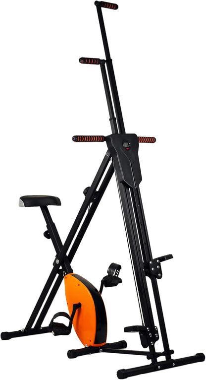 Vertical Climber & Exercise Bike 2-in-1 Home Gym 4-Level Height 8-Level Magnetic