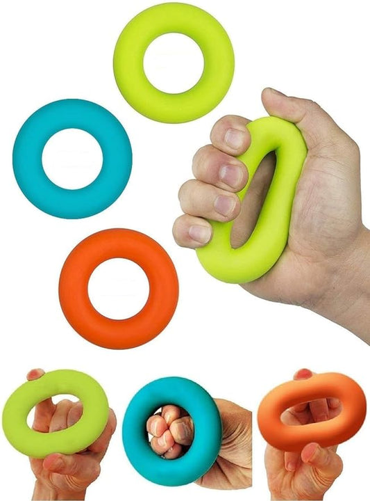 Grip Strength Trainer,Hand Grip Strengthener ,Forearm Grip Workout - Grip Trainer Silicone Rings for Rock Climbing, Athletes & Stress Relief & Rehabilitation, 3 Resistance Levels(3 PCS)