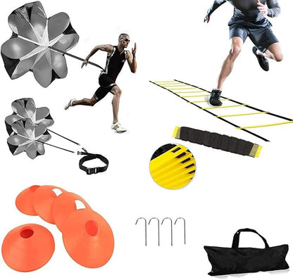 Speed Agility Training Kit-12 Rung 20Ft Agility Ladder 5 Round 4 metal