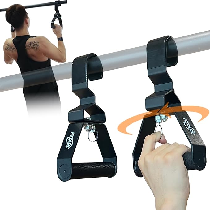 Fitarc Pull Up Handle Width Angle Fast Adjust Grip, Professional LAT Pull Down Grip 12 Level Adjustable, Rowing Handle, Wrist Friendly Deadlift Handle 2pcs, Patented