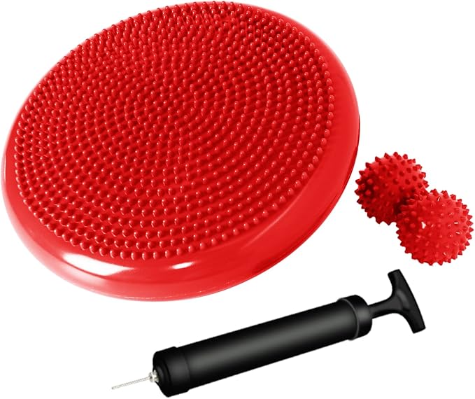 Wobble Cushion, Balance Disc, Wiggle Seat, Balance Pads for Physical Therapy, Stability Disc, Wobble Board for Dogs, Office, Sensory Kids, Classroom With Spiky Massage Ball