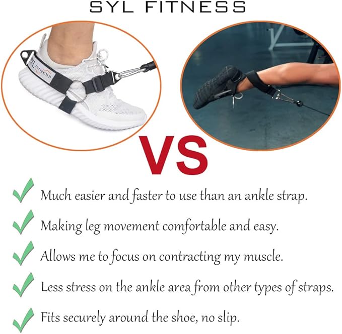 SYL Fitness Glute Workout Kickback Strap – Booty Building and Workout Trainer – Home and Gym Leg Resistance Booty Bands for Cable Machines