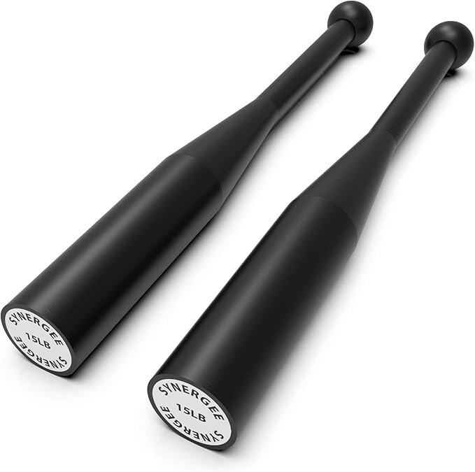 Synergee Indian Clubs 1lb, 2lb, 5lb, 10lb & 15lb. Power Clubs - Exercise Weight Club Bells - Grip and Forearm Strength Trainer - Sold in Pairs