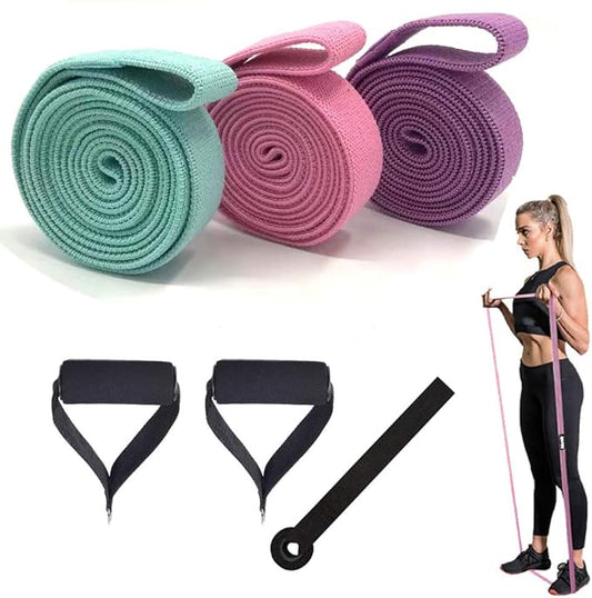 Long Resistance Bands Pull Up Assistance Bands Set Fabric Workout Exercise Bands with Door Anchor, Handles Long Stretch for Home & Gyms Fitness, Powerlifting, Pull-Up, Strength Training