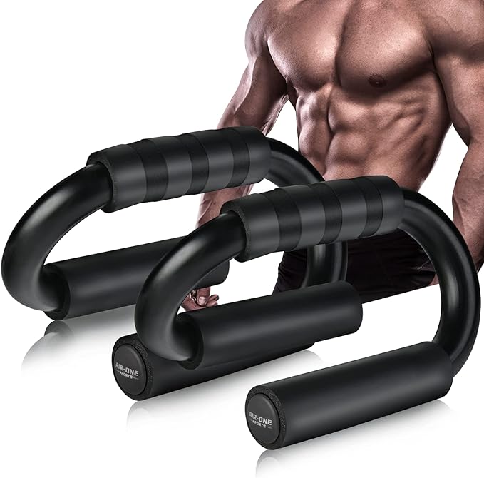 KitchLife AIR-ONE SPORTS Push Up Bars, Extra Thick Non Slip Foam Grip, Unique Sturdy Structure push up stands, Perfect Strength Training Home Gym Push up Handles for Floor