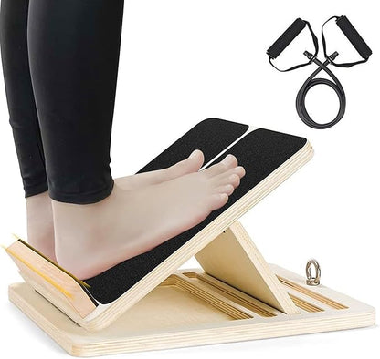 Portable Wooden Calf Stretcher Slant Board, Professional Incline Board for Calf Stretching Duty, Adjustable Wooden Stretch Wedge Board for Foot Ankle, Achilles, Knee and Calf Stretching Exercise