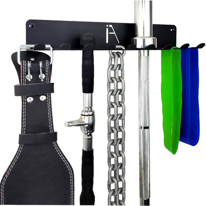 IRON AMERICAN USA Omega Gym Storage Rack 9 OR 11 Hook Heavy-Duty Gym Wall Organizer Gym Caddy Hanger - Gym Accessory Storage - Resistance Bands, Jump Ropes, Barbells, Lifting Belts, Cable Attachments