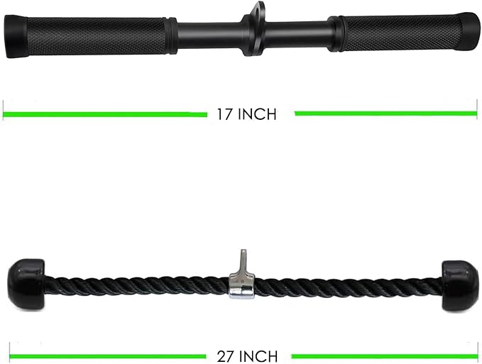 Cable Machine Attachment Straight Bar Tricep Rope Double