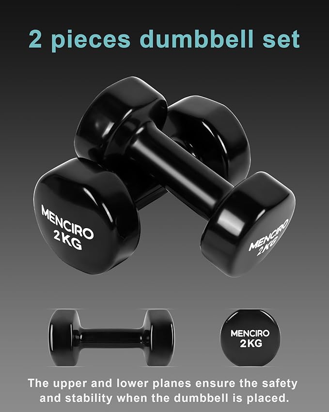 MENCIRO Dumbbells Set of 2 for Home Gym, 1KG - 5KG Hand Weight Set for Exercise and Fitness