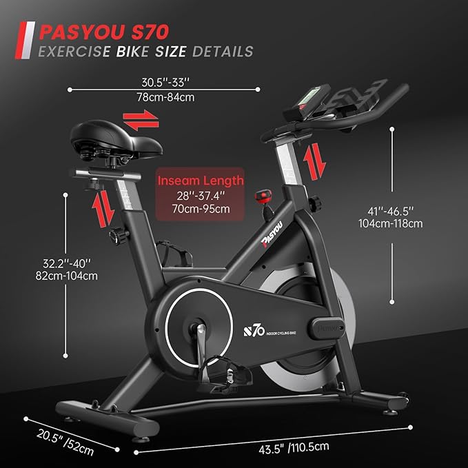 PASYOU Exercise Bike Stationary Bike Indoor Cycling Bike Ultra-Silent Stationary Bikes for Home Magnetic Exercise Bikes for Home Indoor Bike with LCD Monitor iPad Holder Cycle Bikes for Exercise