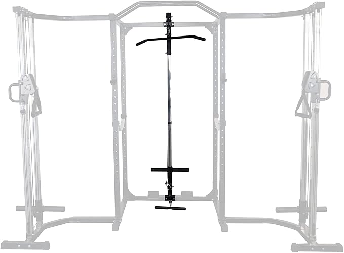 Signature Fitness Multi-Function Adjustable Power Cage with J-Hooks, Safety Straps and Optional LAT Pulldown Attachment and Cable Crossover, Multiple Styles