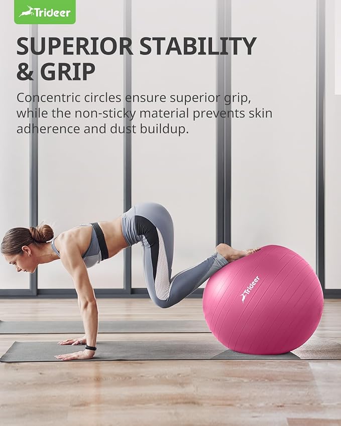 Trideer Yoga Ball Exercise Ball for Working Out, 5 Sizes Gym Ball, Birthing Ball for Pregnancy, Swiss Ball for Physical Therapy, Balance, Stability, Fitness, Office Ball Chair, Quick Pump Included