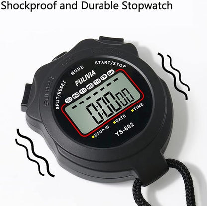 Sports Stopwatch Timer Single Lap Split Digital Stopwatch for Coaches Swimming Running Sport Training Stopwatch, Black