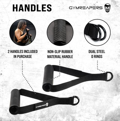 Gymreapers Resistance Band Handle/Door Anchor Combo - Exercise Band at Home Workout - (1 Pair of Handles) - Used with Any Resistance Bands for Men and Wome