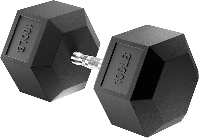 Hex Dumbbell Set, 3-100 lb Rubber Encased Exercise & Fitness Dumbbells, Weights Dumbbells Set of 2, Hand Weight for Strength Training (Single, Pair, Set)