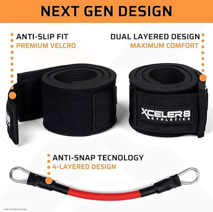 XCELER8 Bands Speed and Agility Training Resistance Bands for All Sports | Includes Ankle Straps | Training Videos | Fast Sprinting, Explosive, Agile, Strength, Endurance