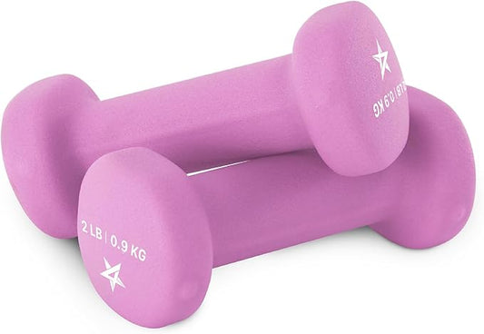 Yes4All Neoprene Coated Dumbbell Hand Weight Sets of 2 - Multiple Weight Options with 15 Colors, Anti-roll, Anti-Slip, Hexagon Shape