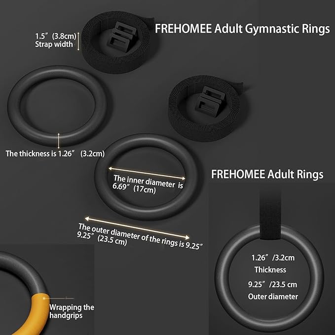 Professional Gymnastic Rings,Both for Adults and Kids,Support 440lbs/1600lbs,Home Fitness Equipment,Indoor and Outdoor Pull-up Bar for Stretching and Height Increase