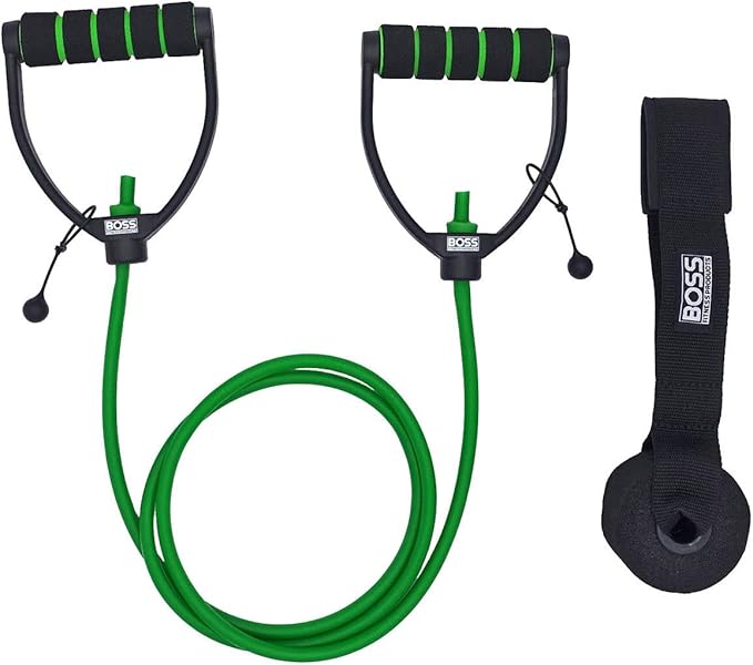 Ultra Premium D-Handle Single Resistance Band - Adjustable Length - with Extra Large Heavy Duty Door Anchor