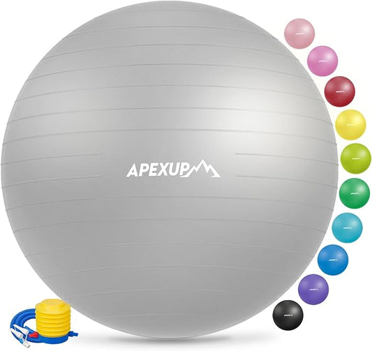 APEXUP Yoga Ball Exercise Ball, Pilates Ball, Anti Slip Stability Ball, Heavy Duty Gym Ball for Fitness, Balance, Core Workout, Physical Therapy