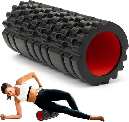 Foam Roller for Deep Tissue Massager, 13" High Density Exercise Patented Roller for Muscle Massage and Myofascial Trigger Point Release Back Roller for Fitness, Yoga and Pilates (Black)