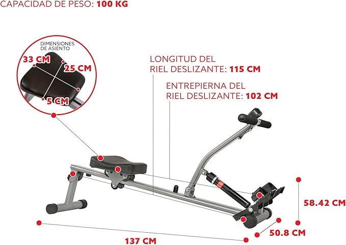 Sunny Health & Fitness Compact Adjustable Rowing Machine with 12 Levels of Complete Body Workout Resistance and Optional SunnyFit App Enhanced Connectivity