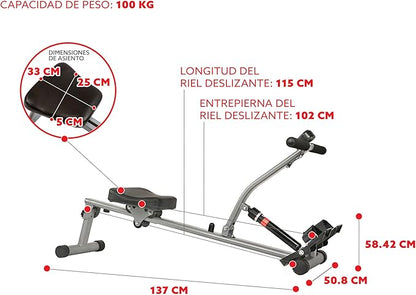 Sunny Health & Fitness Compact Adjustable Rowing Machine with 12 Levels of Complete Body Workout Resistance and Optional SunnyFit App Enhanced Connectivity