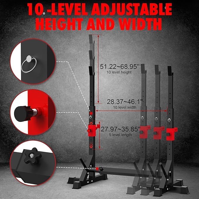 Squat Rack, Barbell Rack, Bench Press Rack for Home Gym, Multi-Function Strength Training, Adjustable Weight Rack 550Lbs