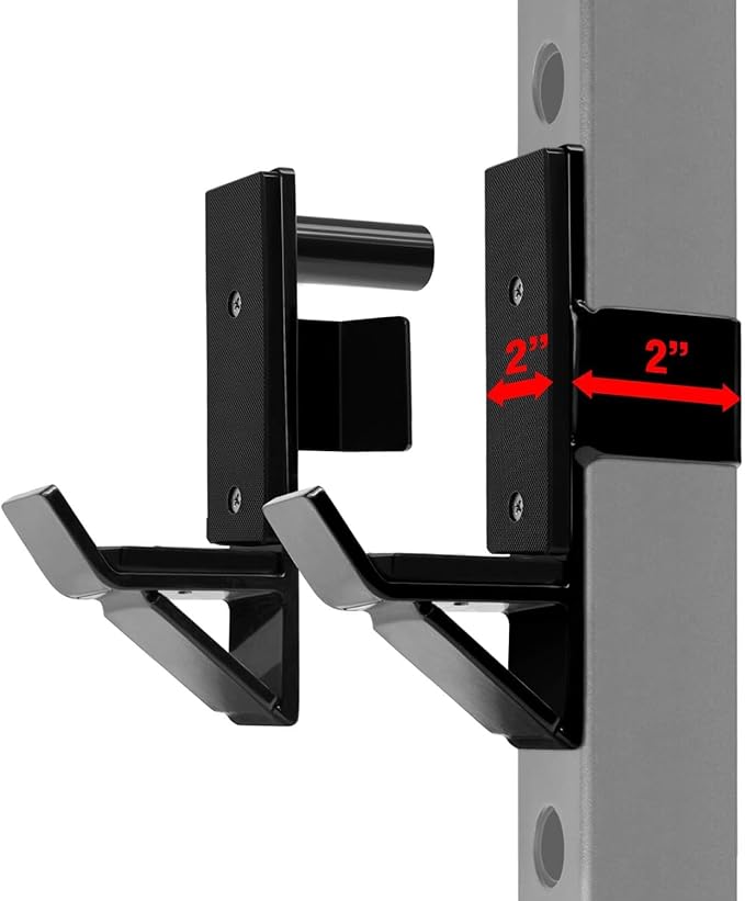 Yes4All Alloy Steel 2x2 J-Hooks Power Rack Attachments - Capacity 1,000 lbs for Squat Rack for Home Gym