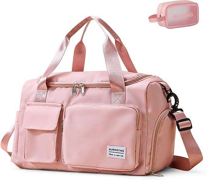 Small Gym Bag for Women, Travel Duffle Bag Carry On Weekender Bag with Shoe Compartment