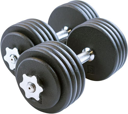 Body-Solid (BSTADBPR) Tools Adjustable Weight Dumbbell Set, 5-45 lb Pair - Perfect for Home Workouts and Exercise, Includes Two Knurled Dumbbells Handles with Spin Lock Collars