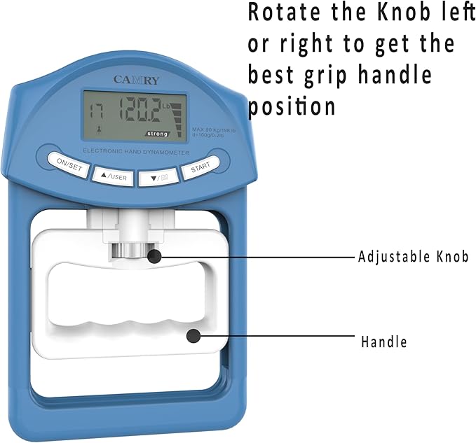 CAMRY Digital Hand Dynamometer Grip Strength Measurement Meter 198Lbs / 90Kgs Auto Capturing Electronic Hand Grip Power