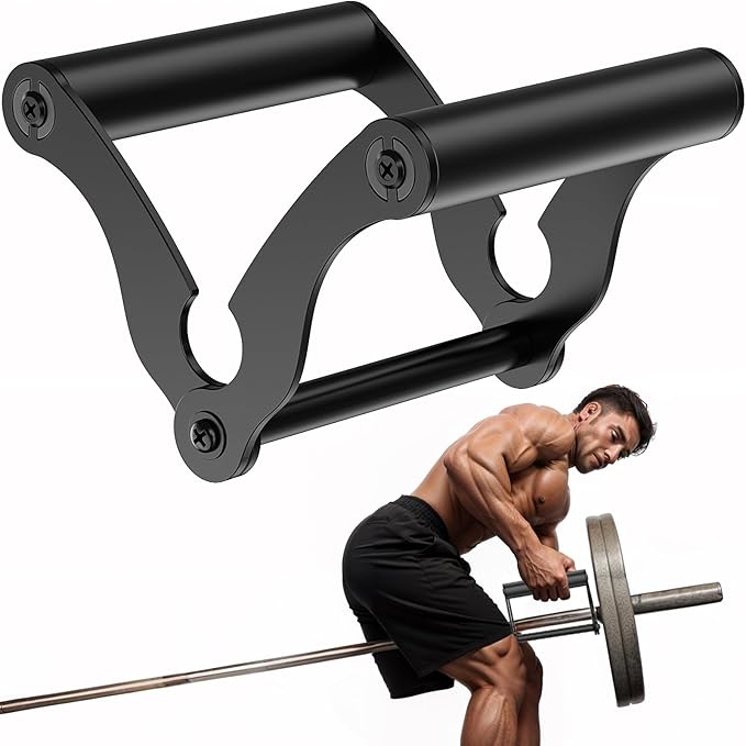 V Bar Row Landmine Handle Attachment for Barbell Bars, Solid Double D Handle, T-Bar Row Handle Attachments with Non-Slip Rubber Grip, Fits Olympic Bar Strength Training Bar