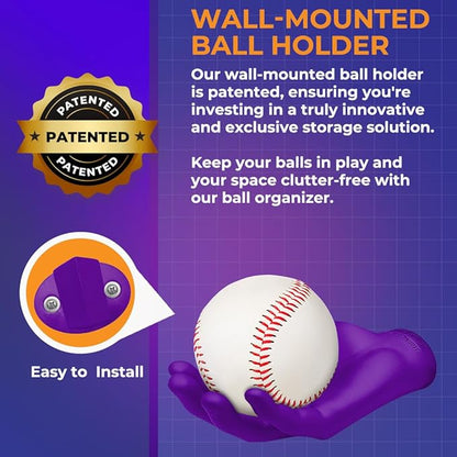 Wall-Mounted Ball Holder - Stylish Sculptured Hand Display Rack for Sports Ball Collections - Baseball, Cricket, Tennis, Golf Balls- Clutter-Free Room Decor and Memorabilia Showcase