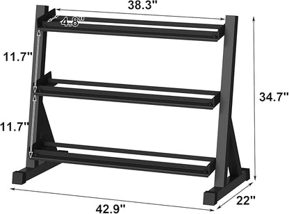 Premium Rubber Coated Hex Dumbbell Weight Set with Rack Packages,450lbs(9 pair)