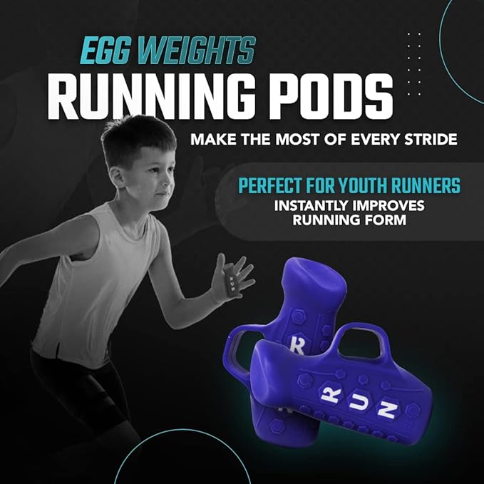 YOUTH Gripped Running Pods Handheld Weights Set Ergonomic with Anti-Slip Silicone Grip for Kids. PERFECT for Youth Sports Training - 2 Pods, 0.5 lbs each