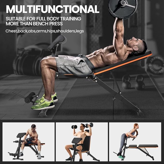 Panana Multi-Functional Gym Bench Adjustable Weight Bench Workout Bench Exercise Strength Versatile Training Fitness Equipment Roman Chair for Hyper Back Extension Home Gym