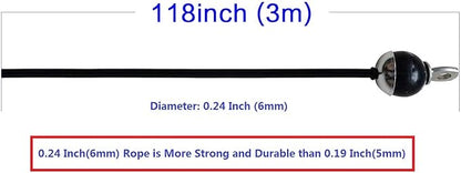 Home Gym Fitness LAT Pulldown Cable Replacement 78/118/ 236 Inch, 6mm Adjustable Length for Pulley System Cable Machine Workout Equipment, Steel Wire Rope with Rubber Stopper Ball (118 Inch)