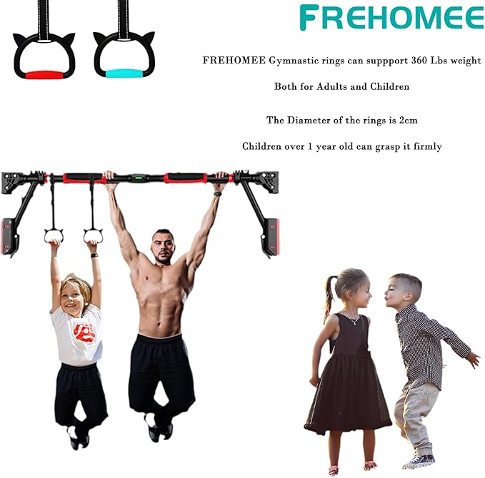 Professional Gymnastic Rings,Both for Adults and Kids,Support 440lbs/1600lbs,Home Fitness Equipment,Indoor and Outdoor Pull-up Bar for Stretching and Height Increase