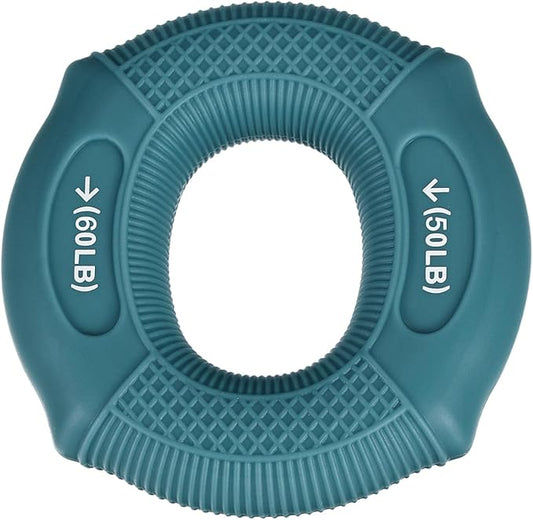 uxcell Hand Grip Strength Trainer, 3" 50-60 Lbs Silicone Rings Finger Forearms Exercise Grip Squeezer for Athletes Workout, Rock Climbing, Haze Blue