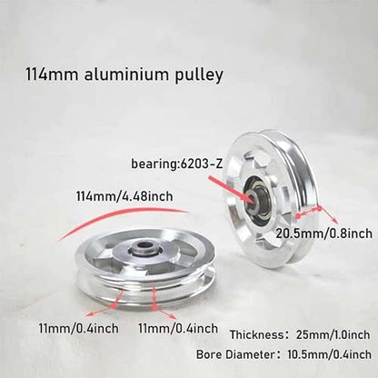 Aluminum GYM Pulley Wheel, Universal Aluminum Alloy Bearing Pulley Wheel for Cable Machine Gym Equipment Part Garage Door