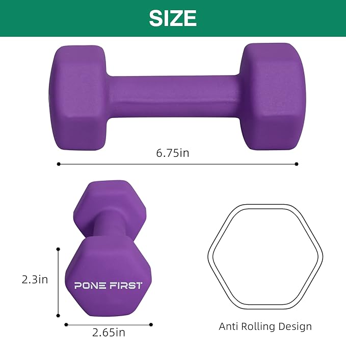 Dumbbell Hand Weight Pairs – Neoprene Dumbbell Exercise & Fitness For Home Gym Equipment and Adjustable Dumbbell Sets–Non-Slip, Color Coded Hex Shaped Free Weights For Women,Men 2LB 3LB 5LB 8LB 10LB Pounds