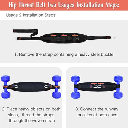 Hip Thrust Belt, Easy to Use with Dumbbells, Heavy, Kettlebells, Booty Belt for Hip Thrust, Slip-Resistant Padding for the Gym and Home Workouts