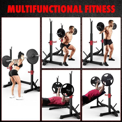 Squat Rack, Barbell Rack, Bench Press Rack for Home Gym, Multi-Function Strength Training, Adjustable Weight Rack 550Lbs