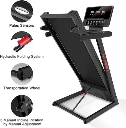 RUNOW Treadmill with Incline, Perfect as Treadmills for Home Walking and Running, Foldable Treadmill Support Bluetooth and Customized Programs, Easy Assembly Exercise Machine